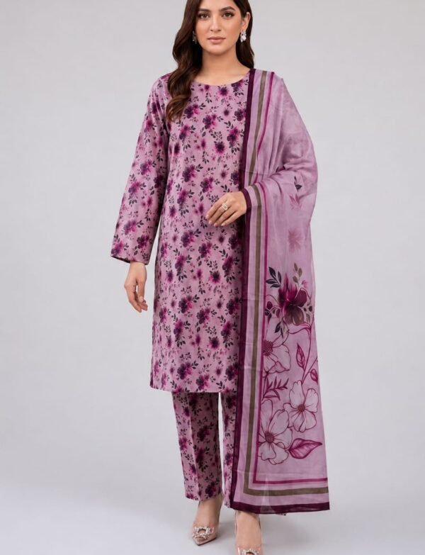 Aleezay Printed Airjet Lawn Suit – 3 Piece Unstitched