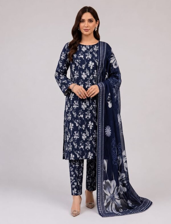 Tameem Airjet Printed Lawn Suit with Slub Dupatta – 3 Piece Unstitched