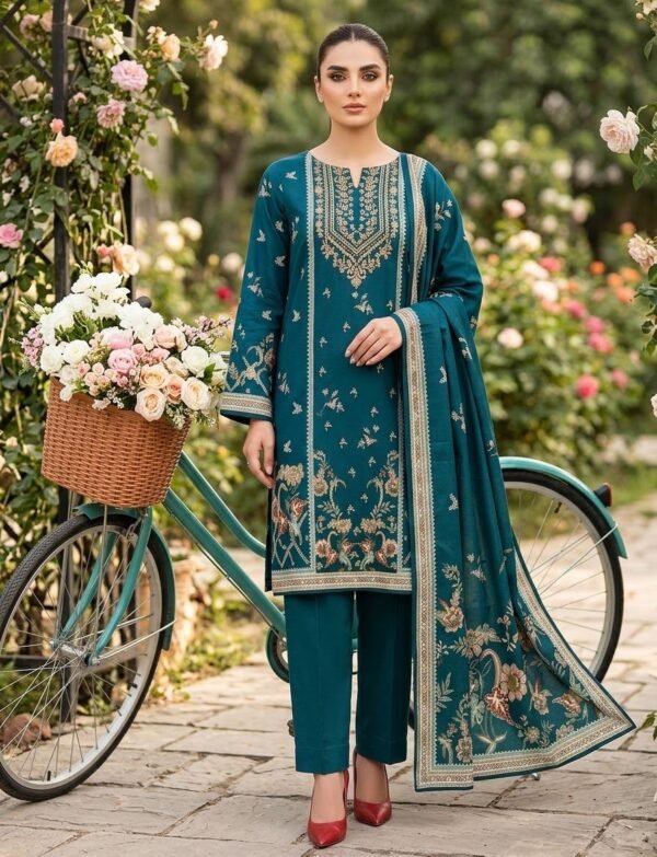 Premium Linen Shirt printed .Dupatta.printed linen.Trouser.premium dyed linen